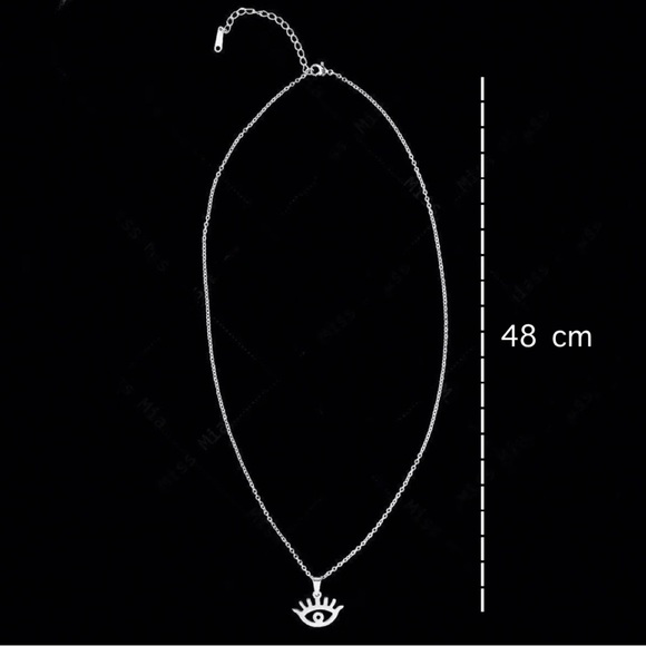 Any 4/$25! Silver Stainless Steel Evil Eye Clasp Back Necklace - Picture 4 of 6